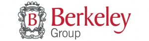 A stylized logo for Berkeley Group featuring a prominent letter "B" and a crown above it, with the text "Berkeley Group" in red.