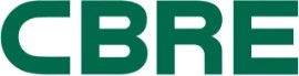 Green "CBRE" logo in a modern font.
