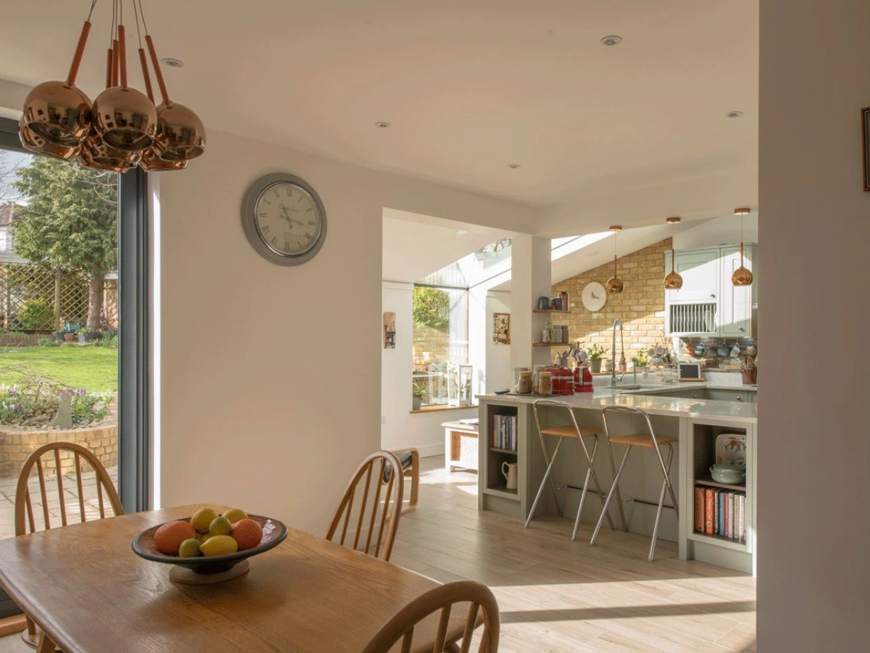 natural daylight comes into modern kitchen