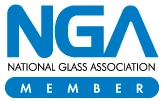 Logo of the National Glass Association (NGA) featuring "NGA" prominently in blue with "NATIONAL GLASS ASSOCIATION" written below. The word "MEMBER" is included in the design, indicating membership status.
