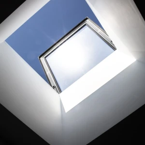 Upclose image of an opening skylight