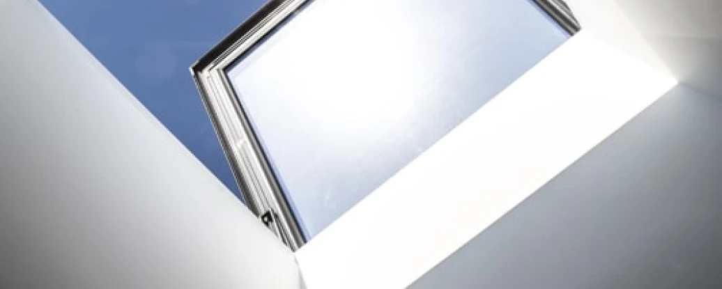 Upclose image of an opening skylight