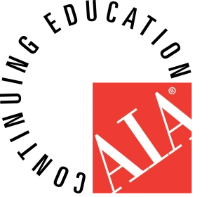 Circular logo featuring the words "Continuing Education" curved around the top and "AIA" prominently displayed in a bold red square at the center.